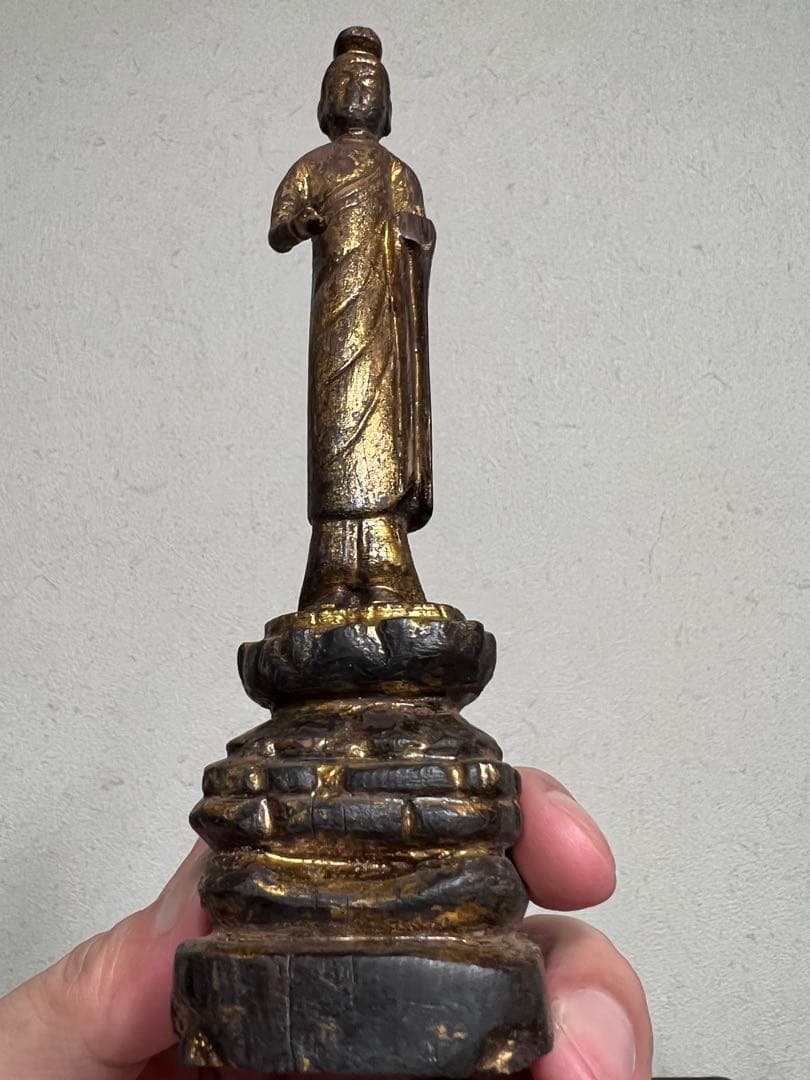 中国 逸品 釈迦如来立像 金箔 金彩 木彫 一木造 仏像 仏教美術 骨董 古美術