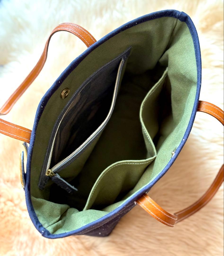 (手づくり)\"クマの遊園地\"アップリケ刺繍ライトアップトートバッグ