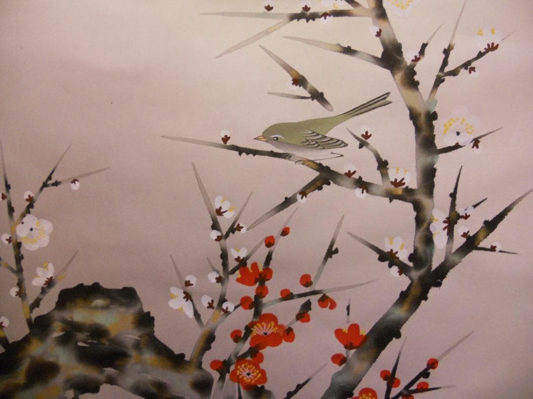 掛け軸 美峰 紅白梅 絹本 希少 軸装 茶道具 掛軸 美品 です。 - メルカリ