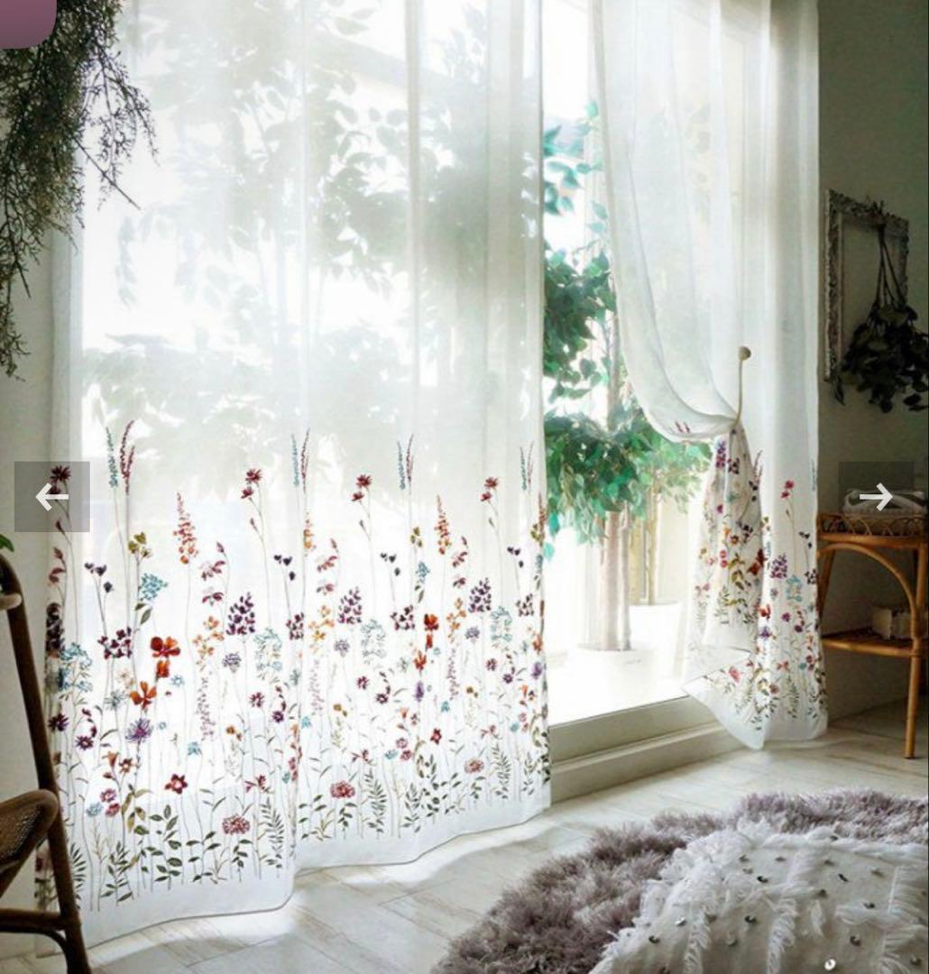 花柄刺繍 オーダーレースカーテン スミノエ