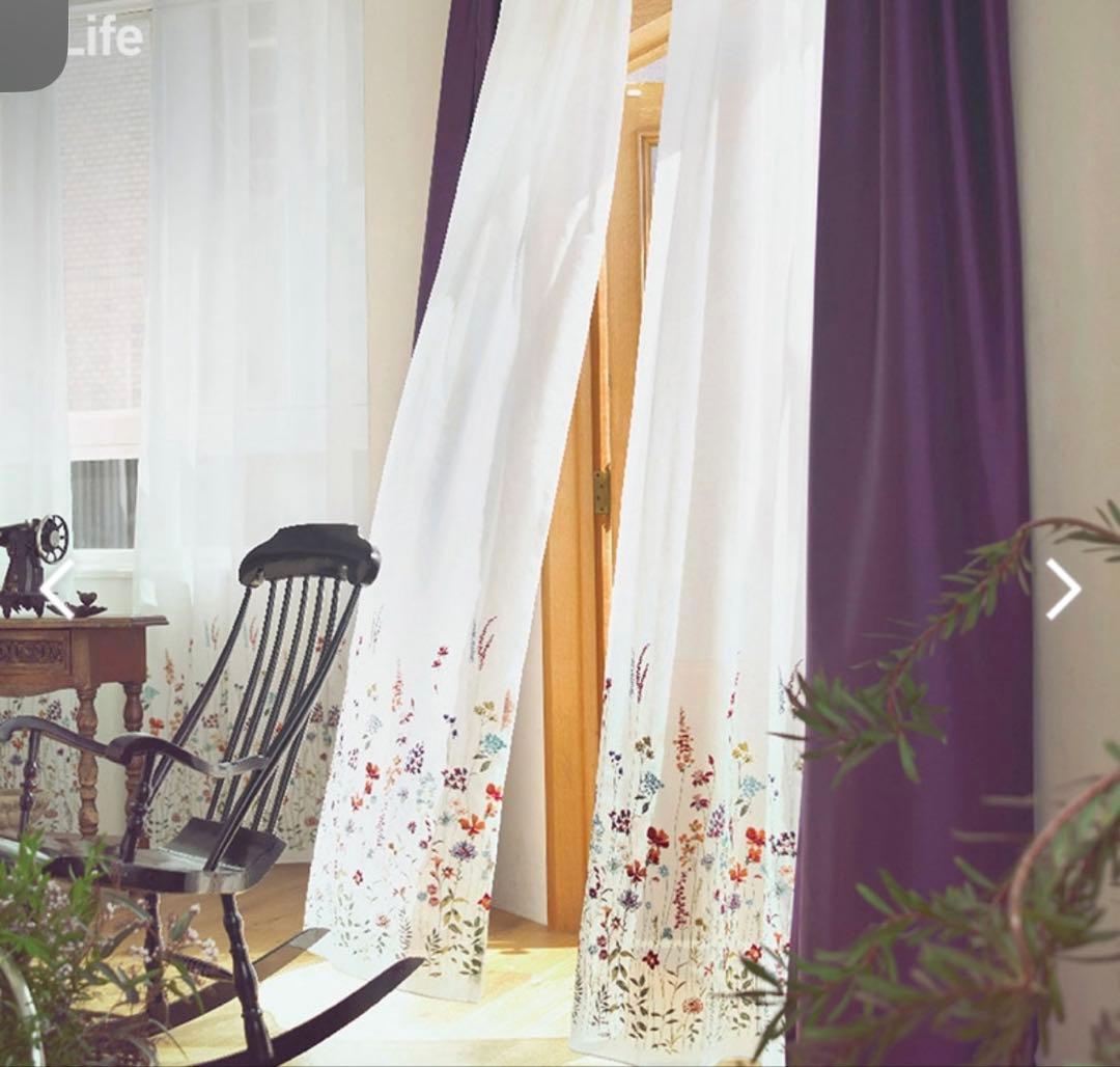 花柄刺繍 オーダーレースカーテン スミノエ