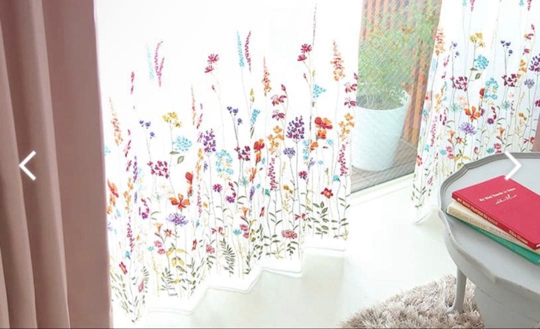 花柄刺繍 オーダーレースカーテン スミノエ