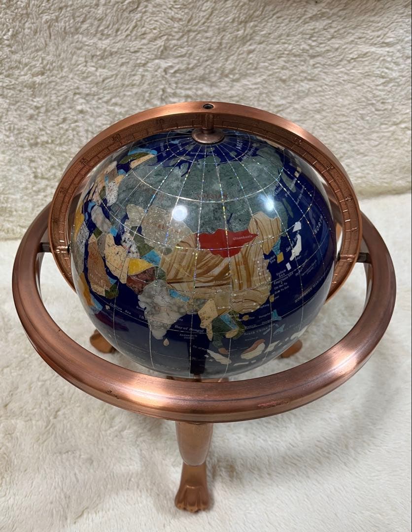 天然石アンティーク地球儀　パワーストーン　アンティーク雑貨
