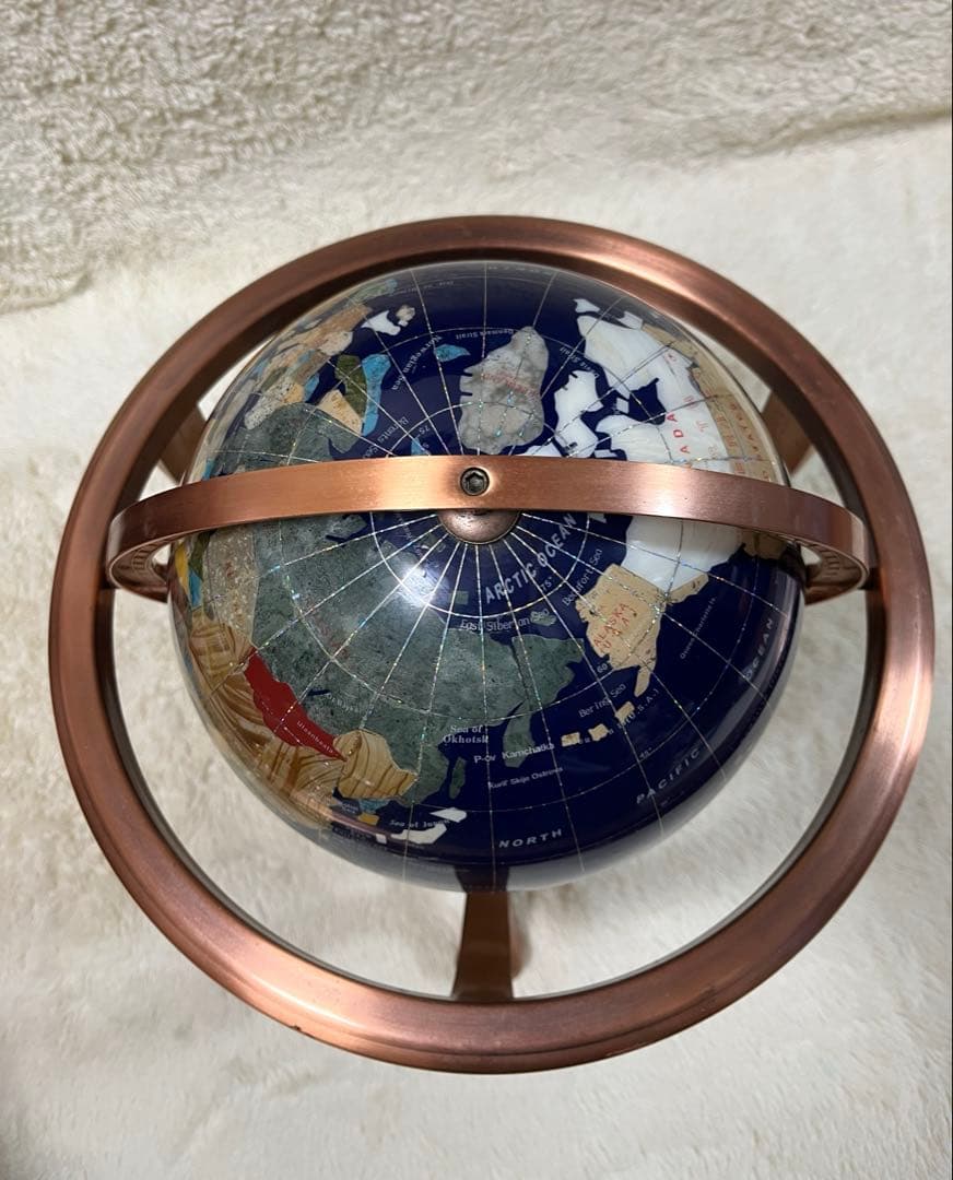 天然石アンティーク地球儀　パワーストーン　アンティーク雑貨