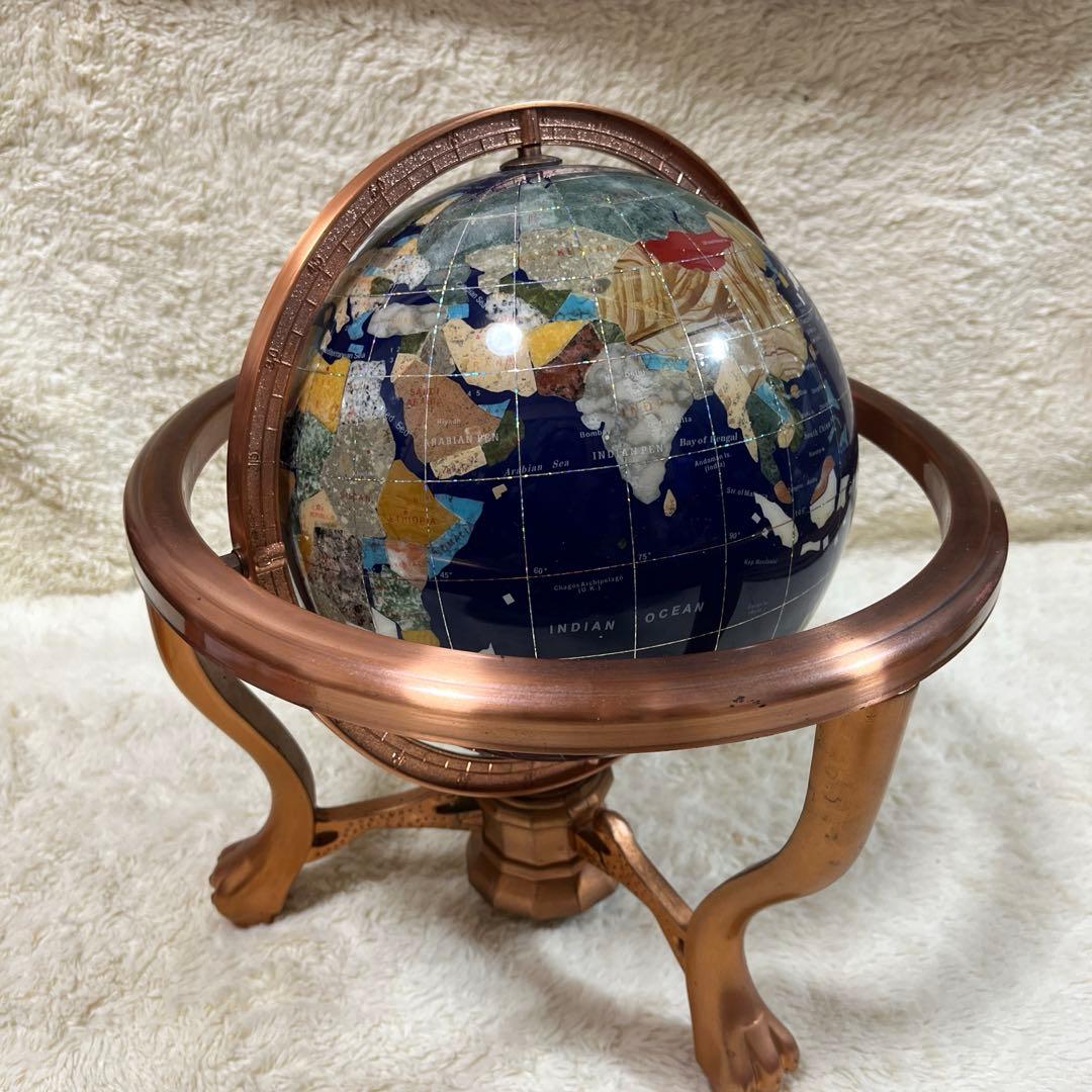 天然石アンティーク地球儀　パワーストーン　アンティーク雑貨