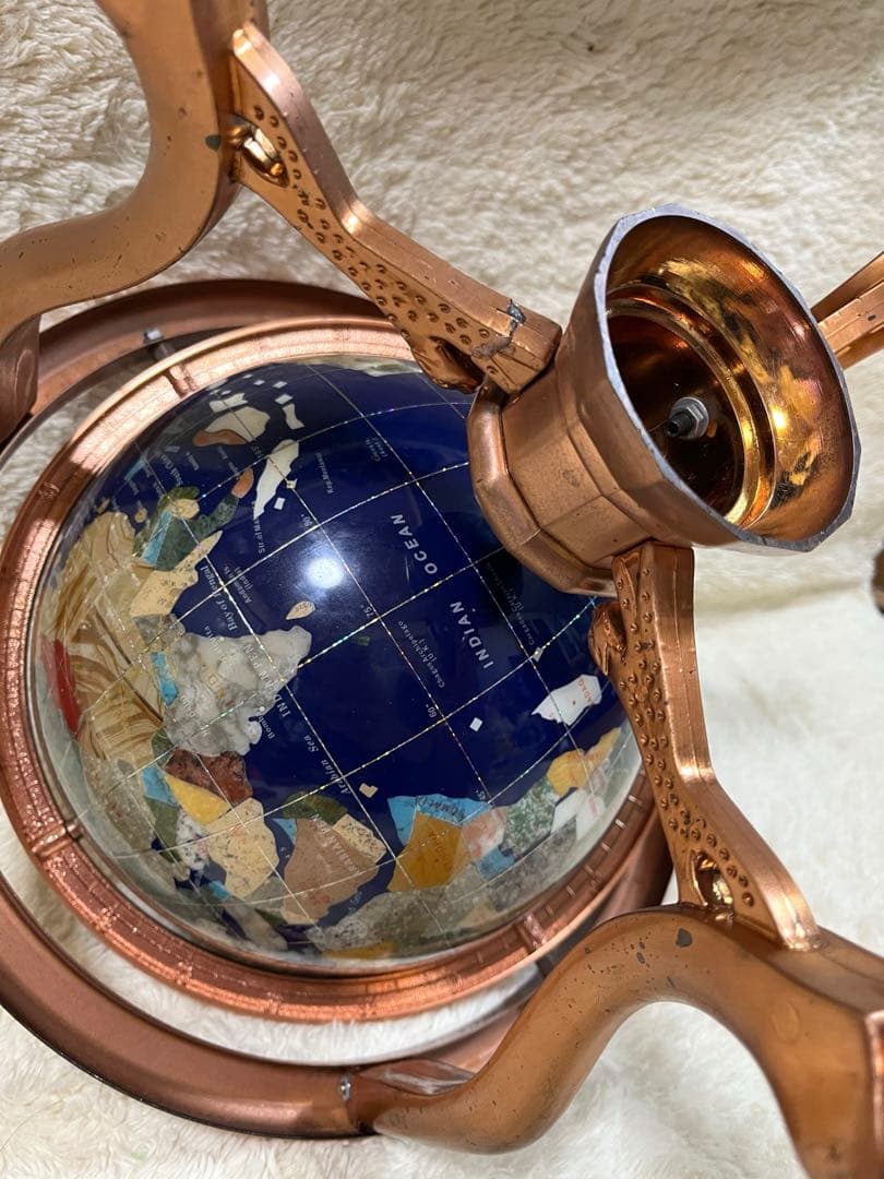 天然石アンティーク地球儀　パワーストーン　アンティーク雑貨