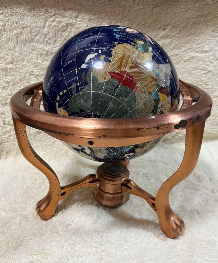 天然石アンティーク地球儀　パワーストーン　アンティーク雑貨
