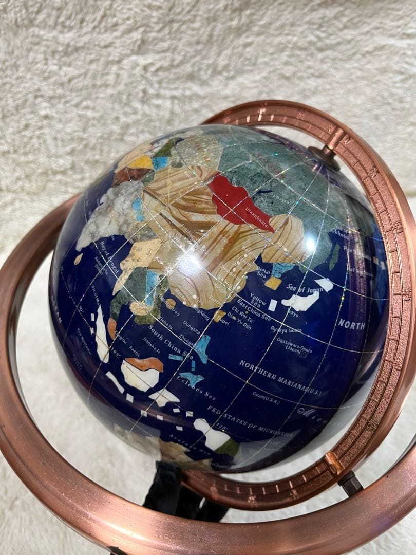 天然石アンティーク地球儀　パワーストーン　アンティーク雑貨