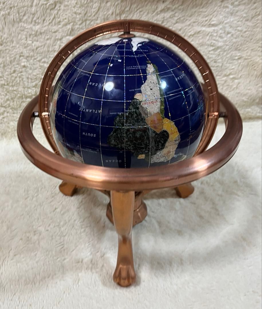 天然石アンティーク地球儀　パワーストーン　アンティーク雑貨