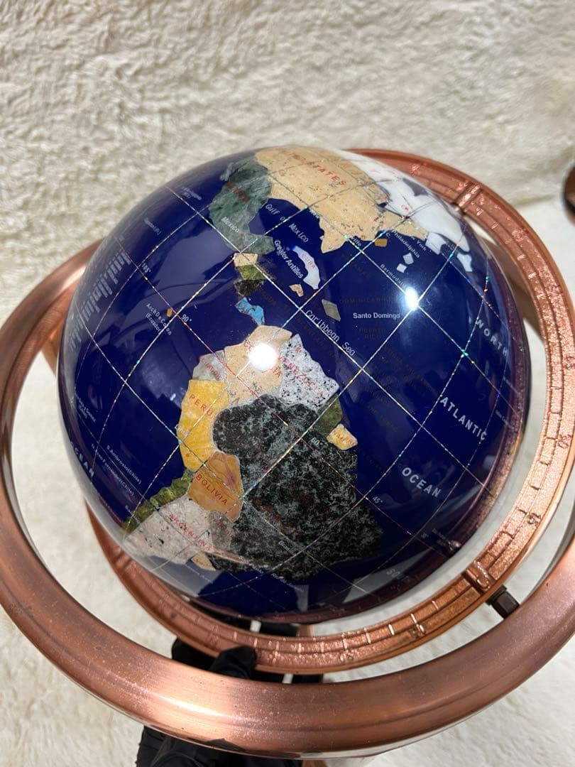 天然石アンティーク地球儀　パワーストーン　アンティーク雑貨