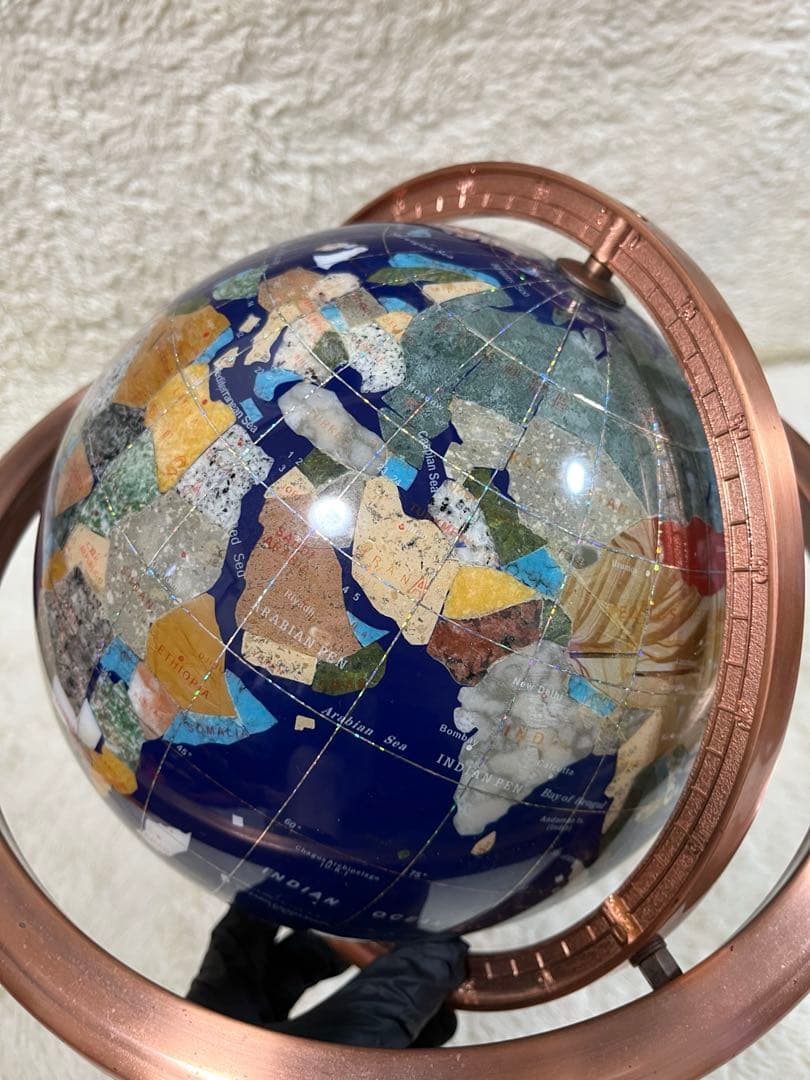 天然石アンティーク地球儀　パワーストーン　アンティーク雑貨