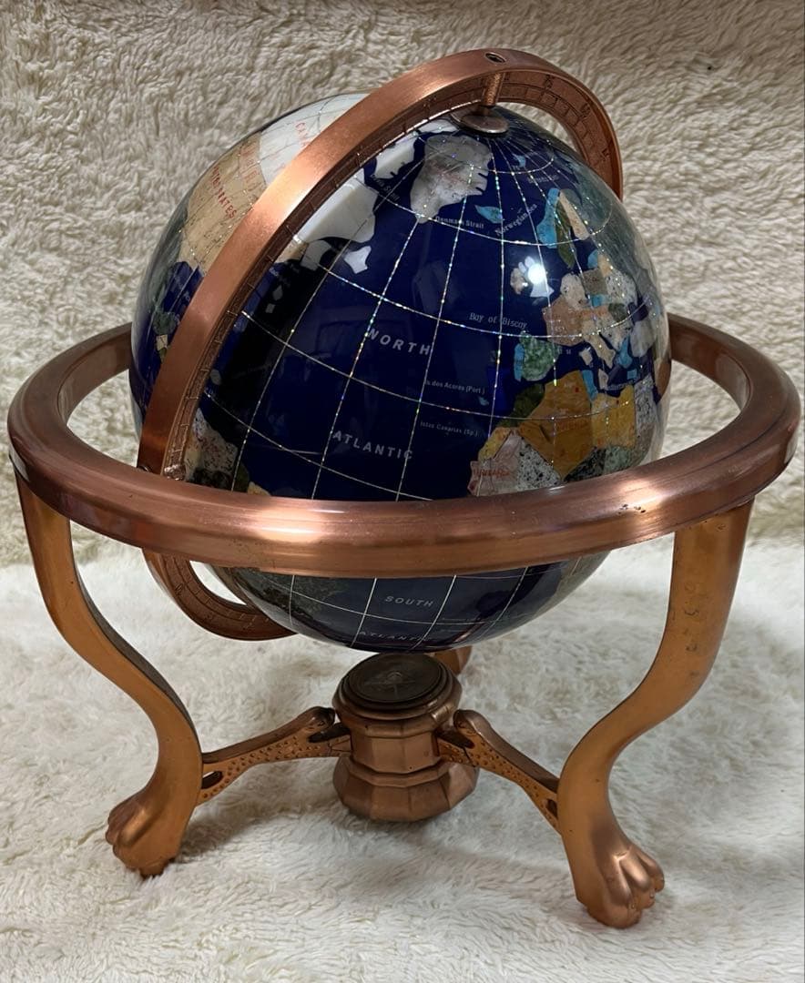 天然石アンティーク地球儀　パワーストーン　アンティーク雑貨