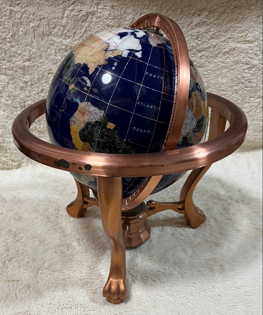 天然石アンティーク地球儀　パワーストーン　アンティーク雑貨
