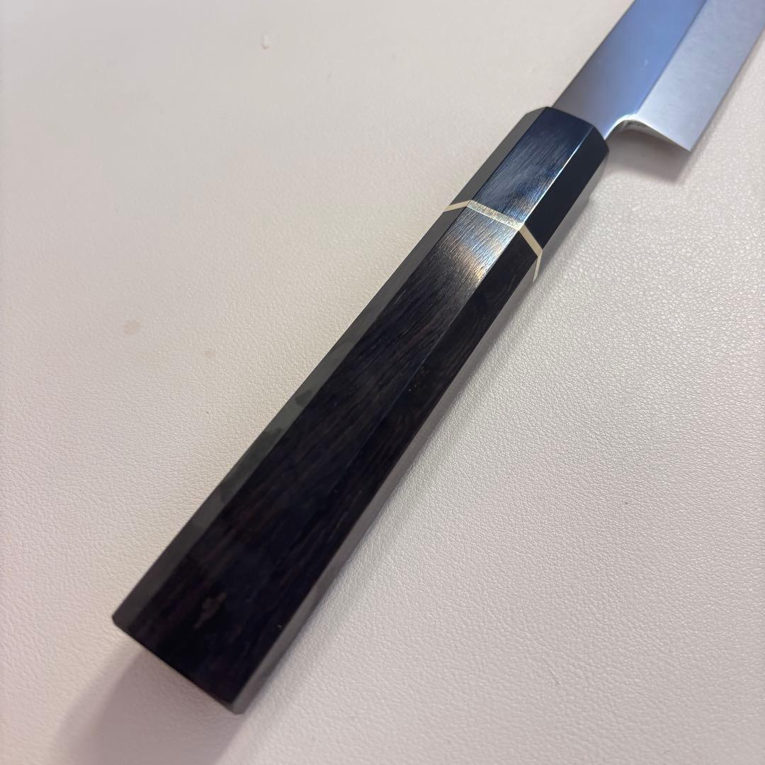 【鞘付き】 270mm柳刃包丁 鏡面　黒檀水牛八角柄 全鋼 和包丁'ᘲ