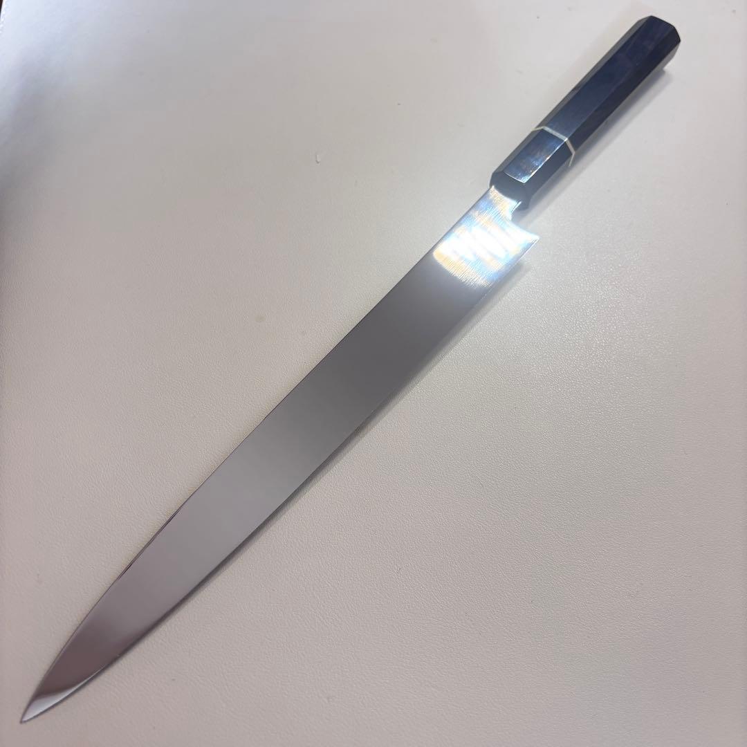 【鞘付き】 270mm柳刃包丁 鏡面　黒檀水牛八角柄 全鋼 和包丁'ᘲ