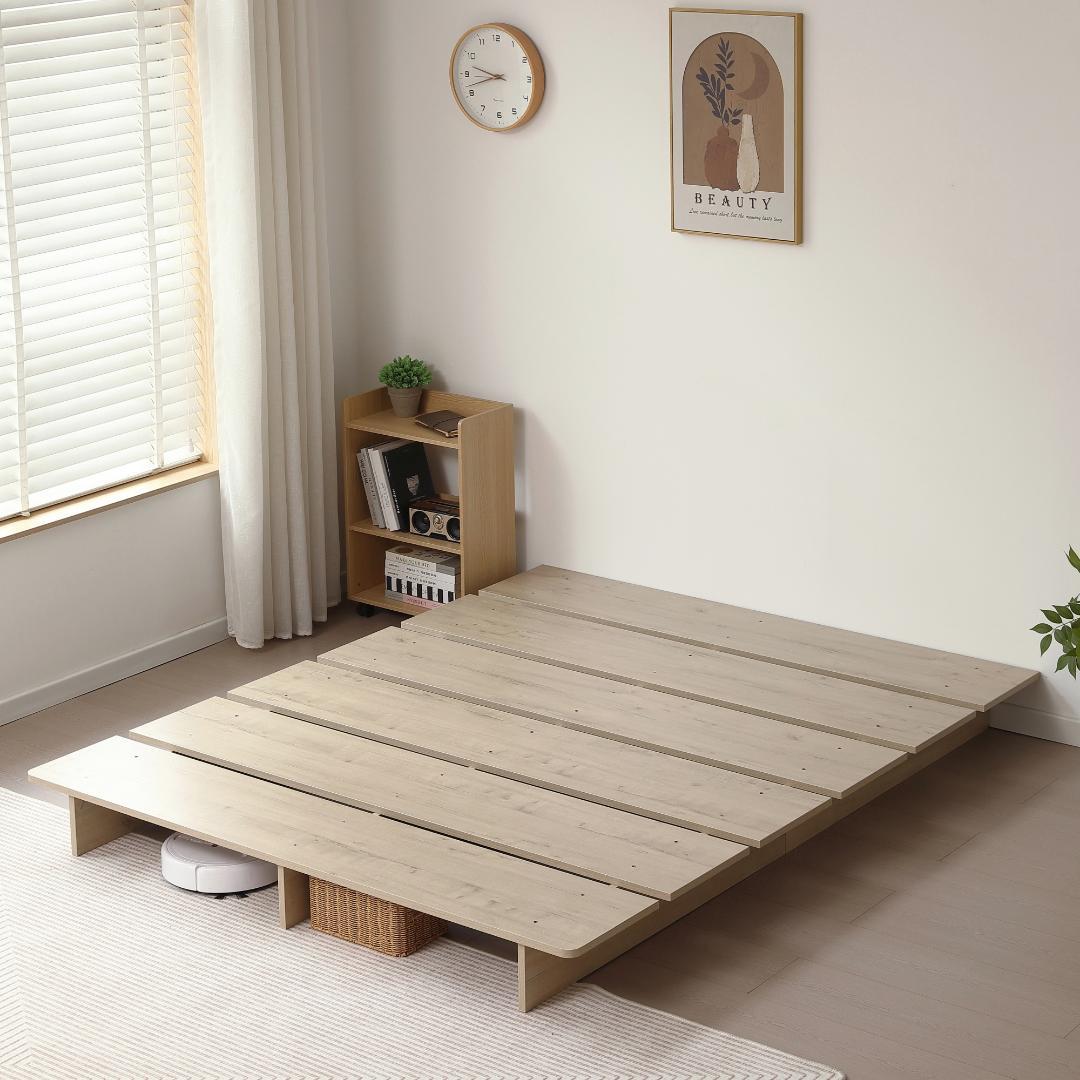 【幅160cm】ベッド　脚付き　木目調　コンパクト　NATURAL