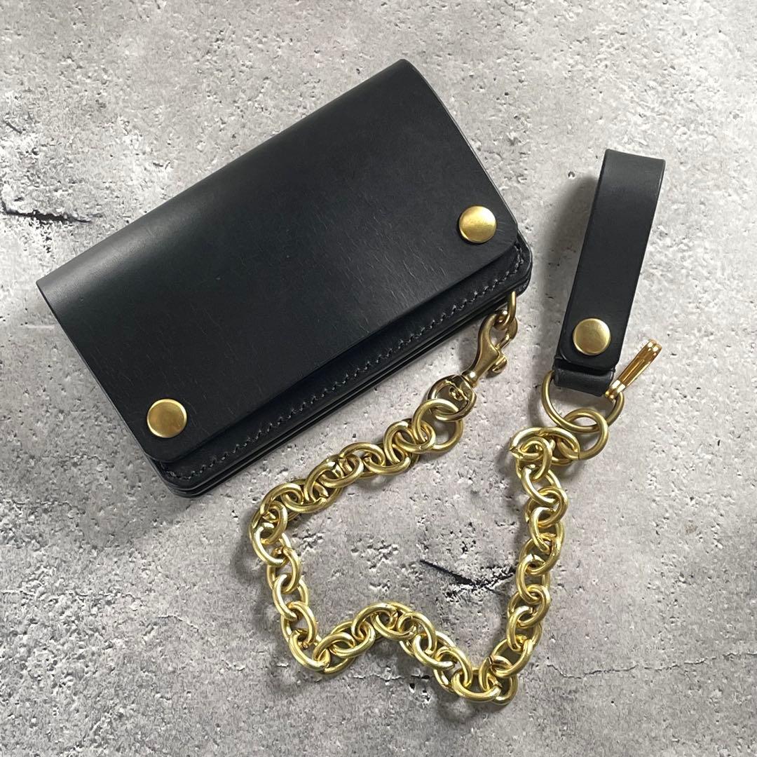 ミドルトラッカーウォレット CORE mid ZIP CRUST ブラック 真鍮