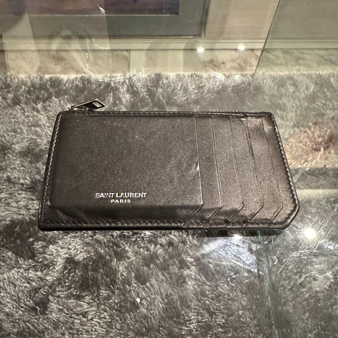 サンローラン　フラグメント ジップポーチ スムースレザー　カードケース