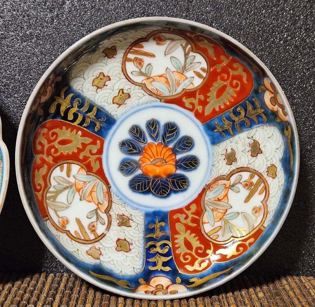 2客絵変わり❗】明治時代 古伊万里波千鳥図 大聖寺伊万里龍に花意匠