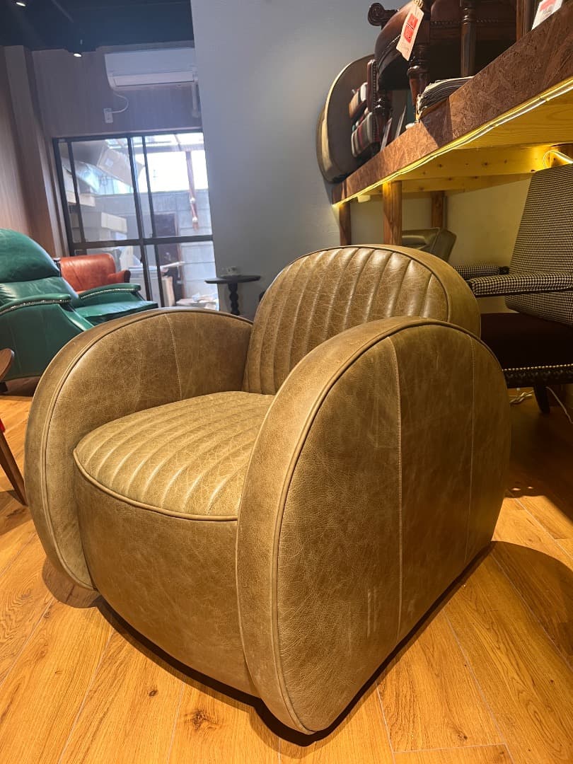 レザー風アームチェア 本革