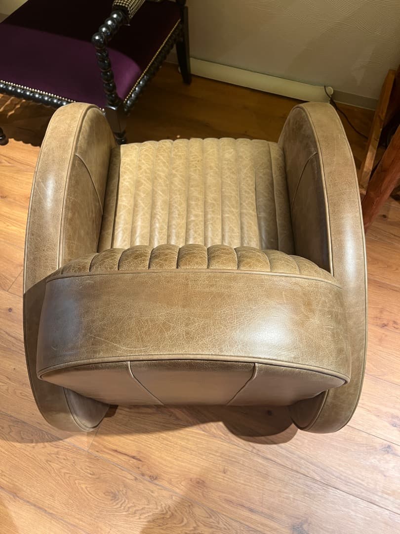 レザー風アームチェア 本革