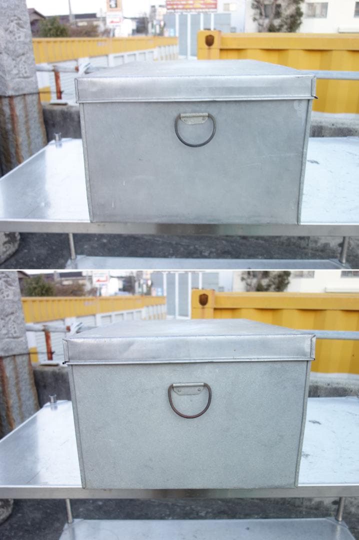 中古】K▽ブリキ トタン 缶 収納 箱 ボックス ストッカー (37537