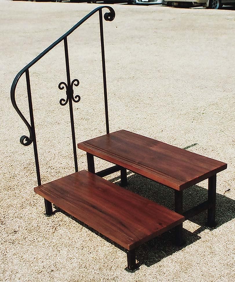 〇チーク　手すり付きステップ2段　階段　庭