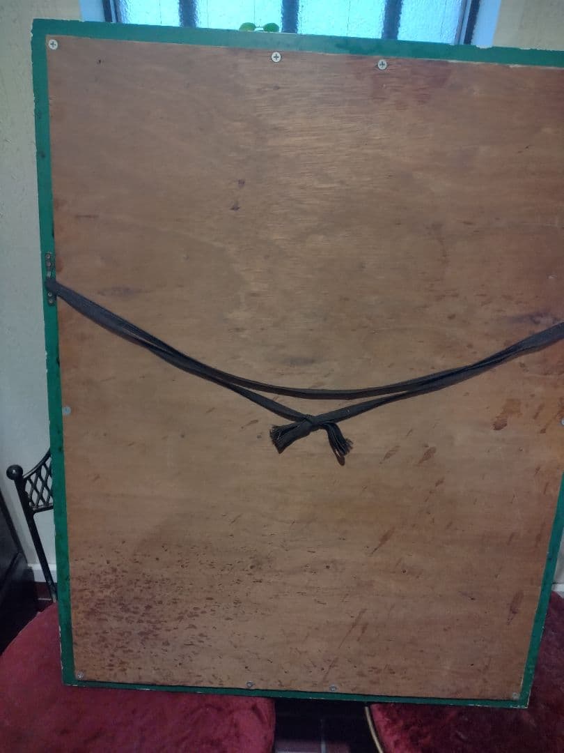 アンティーク看板　南蛮船　南蛮人　手描き 70x55x4 cm 木製