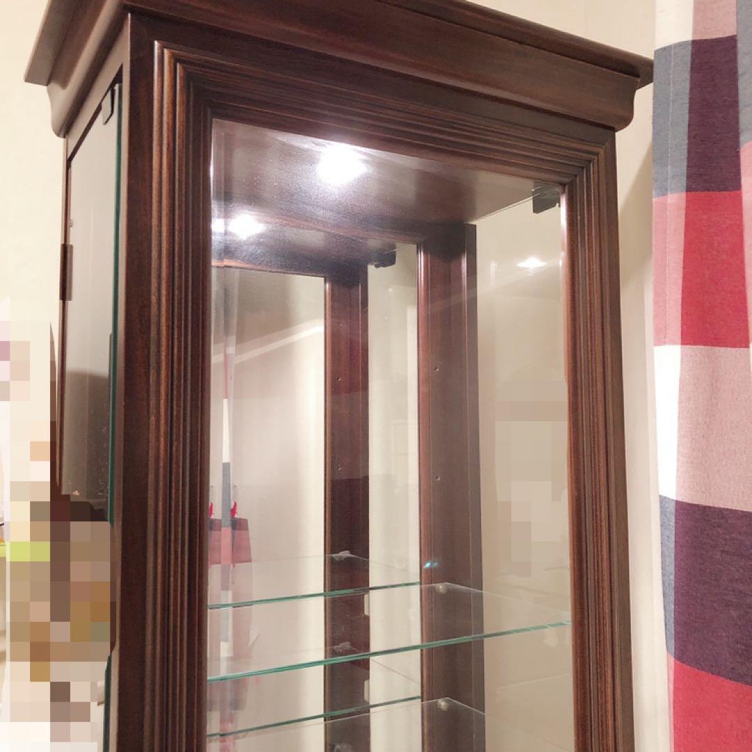 ガラス飾り棚 アンティーク ショーケース ライト付き