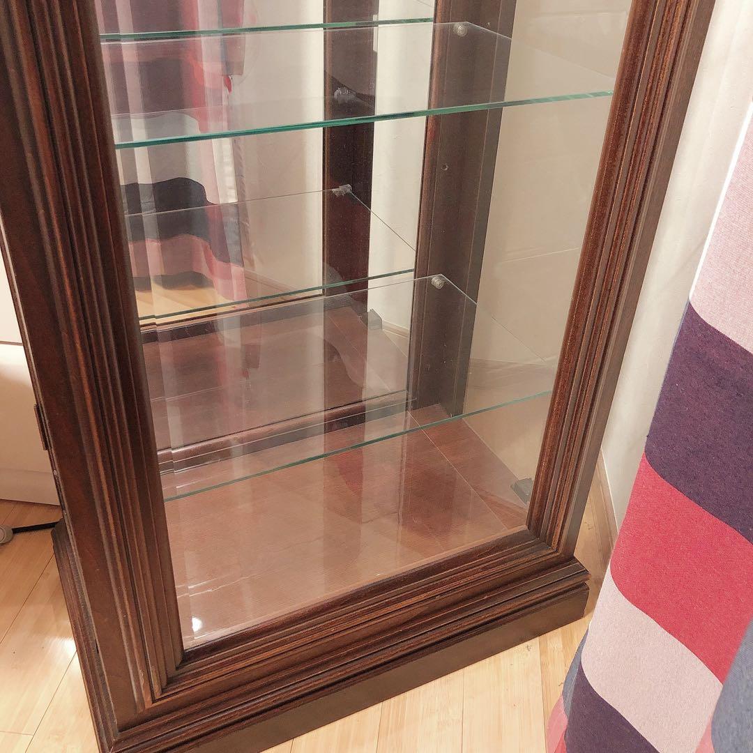 ガラス飾り棚 アンティーク ショーケース ライト付き