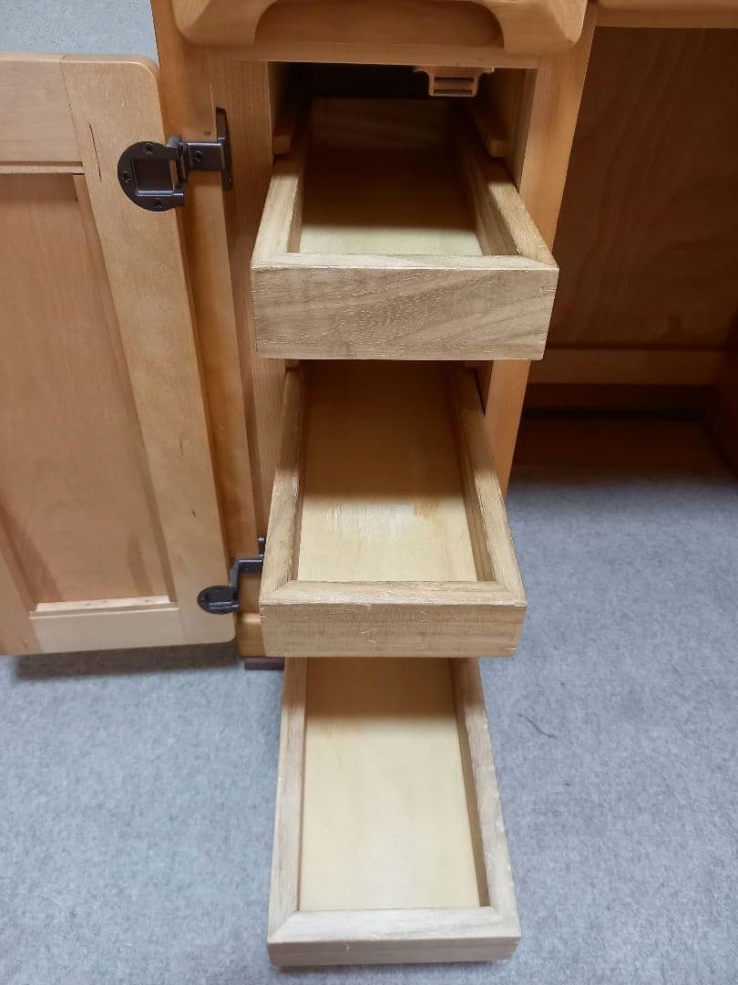 【セット商品】ミズメザクラ　ドレッサー三面鏡　ナチュラル　カントリー　天然木