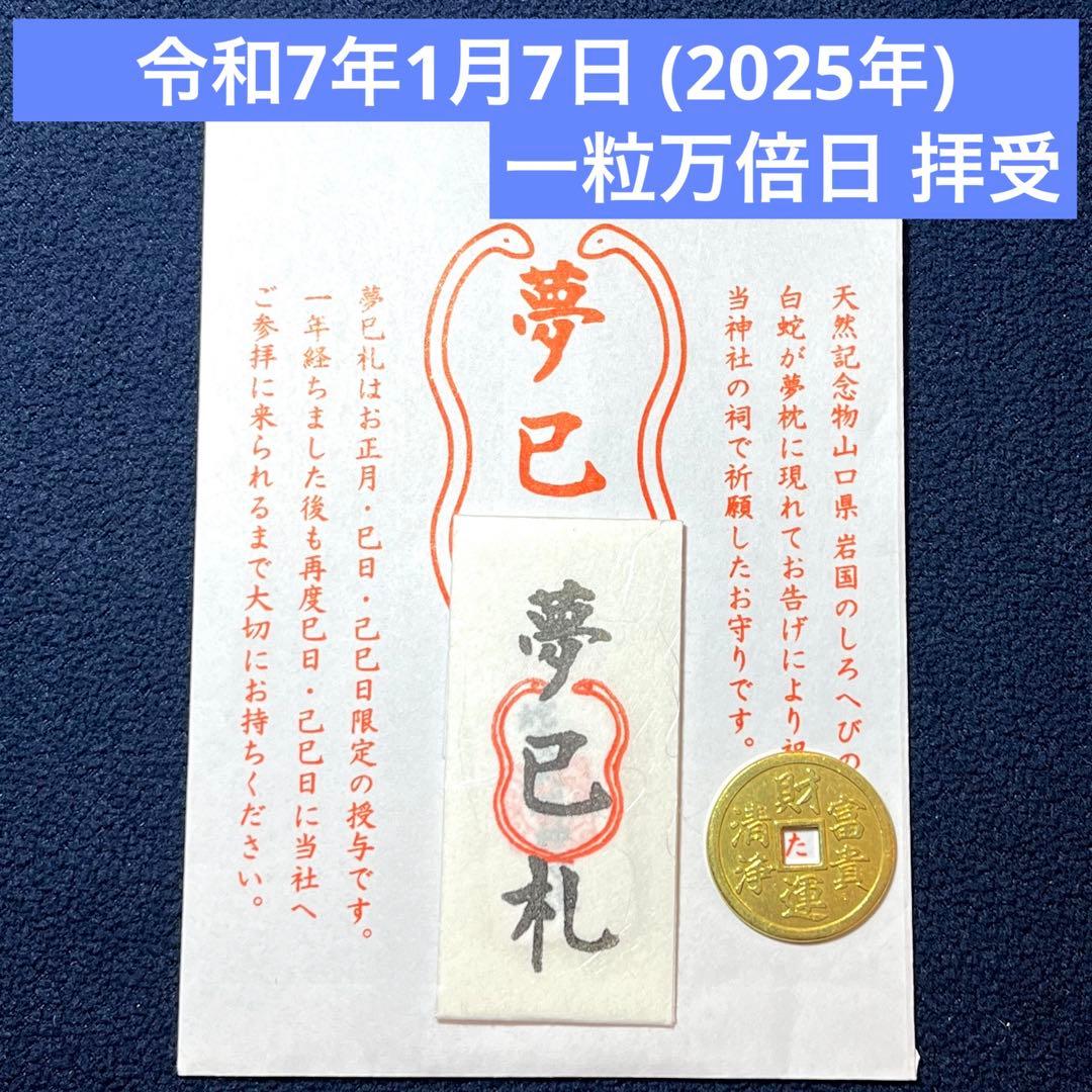 蛇窪神社】夢巳札✴︎令和7年初の一粒万倍日✴︎種銭✴︎白蛇 - メルカリ