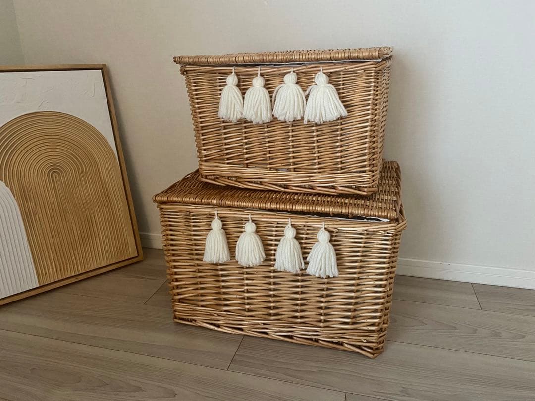 ラタン収納バスケットかご　小物入れ　大のみ