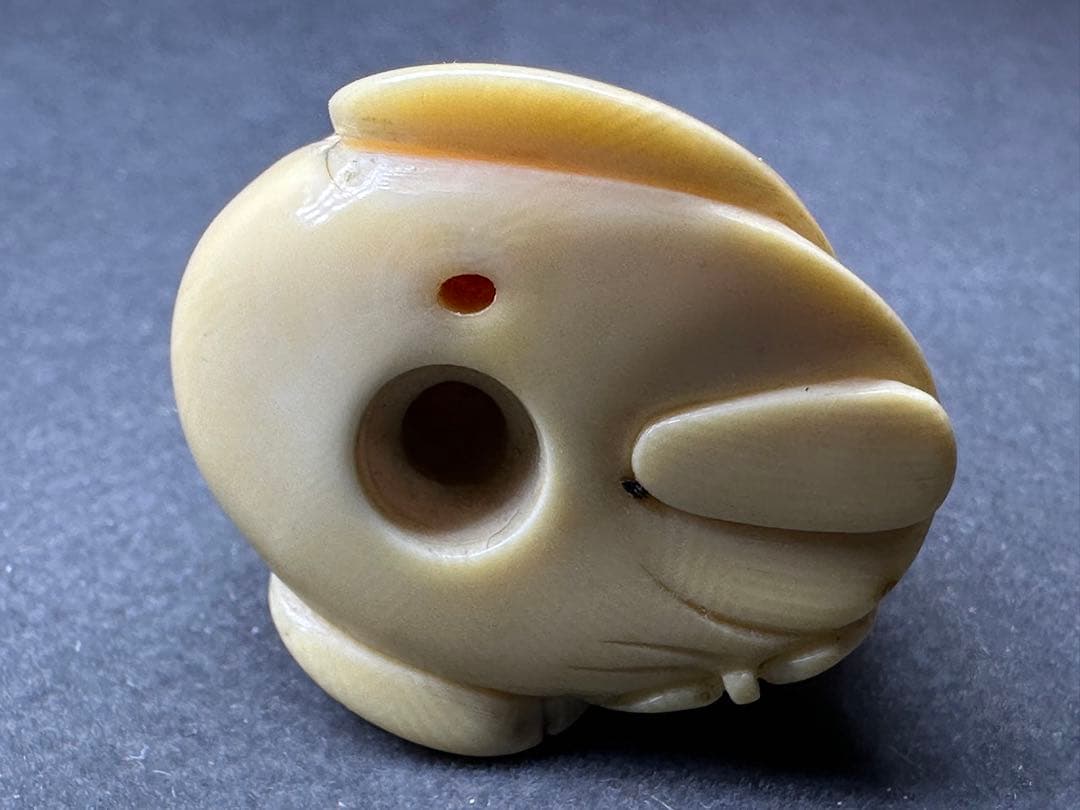 極上　江戸　根付　鯨歯　抹香鯨　寿老人置物　彫刻 細密細工　骨董　アンティーク