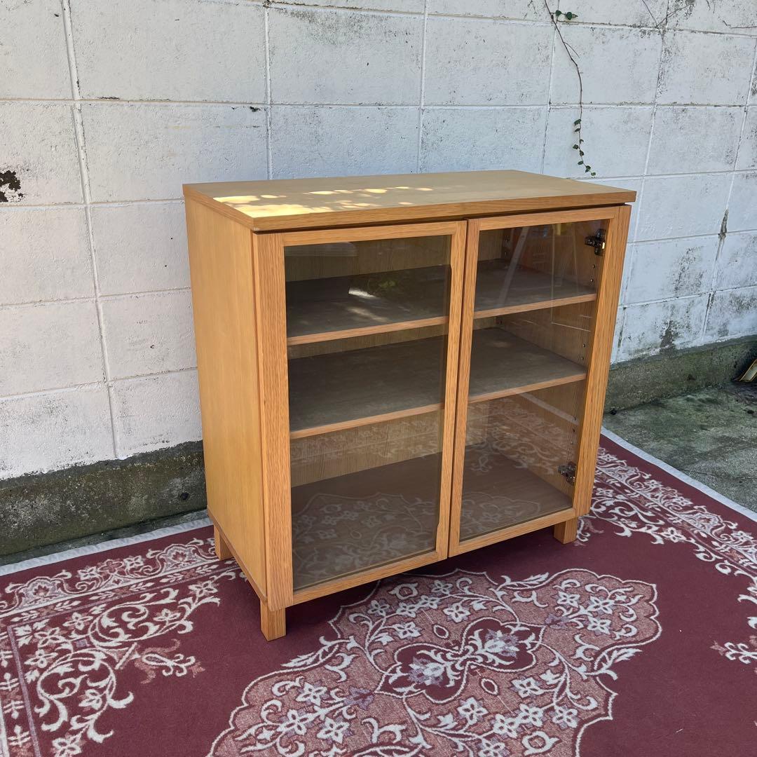 送料無料◾️MUJI 無印良品 木製キャビネット ガラス扉 オーク材突板