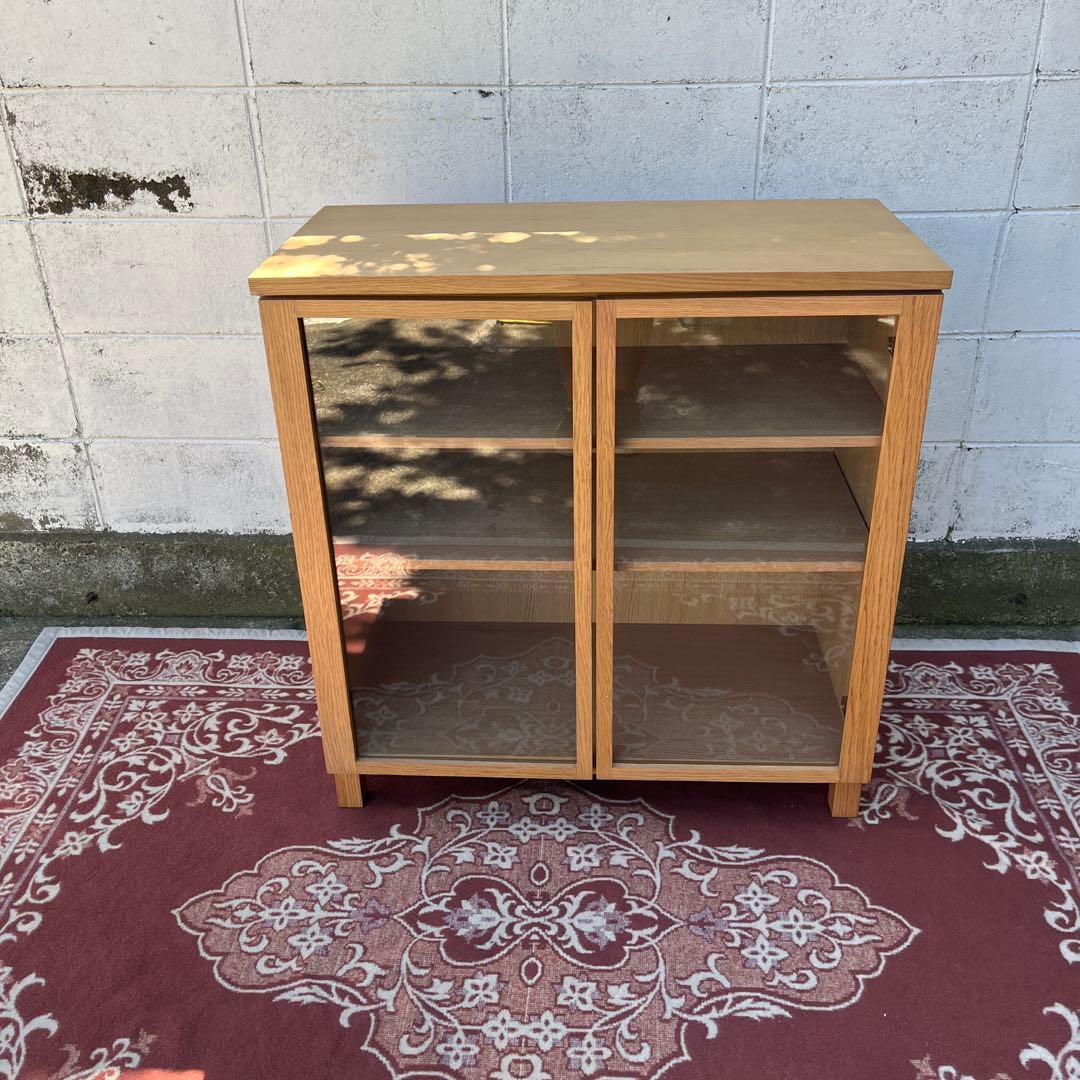 送料無料◾️MUJI 無印良品 木製キャビネット ガラス扉 オーク材突板