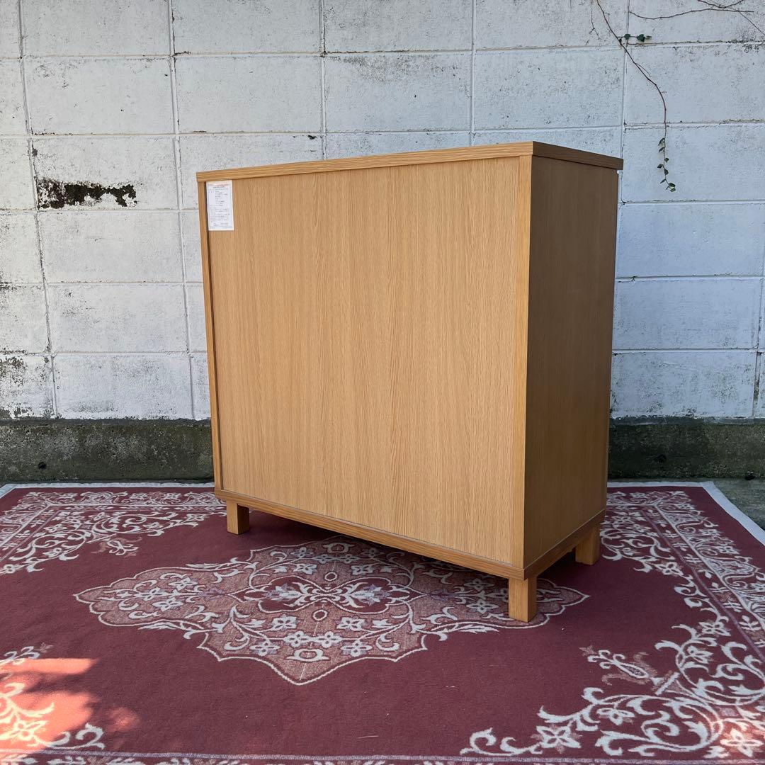 送料無料◾️MUJI 無印良品 木製キャビネット ガラス扉 オーク材突板