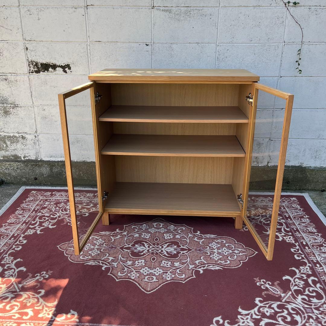 送料無料◾️MUJI 無印良品 木製キャビネット ガラス扉 オーク材突板