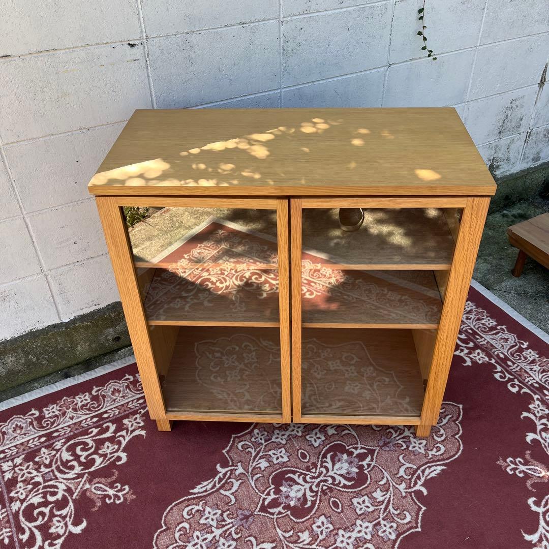 送料無料◾️MUJI 無印良品 木製キャビネット ガラス扉 オーク材突板