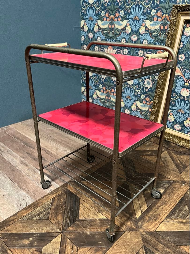 キッチンワゴン 昭和レトロ レトロポップ 当時物 インテリア 花柄