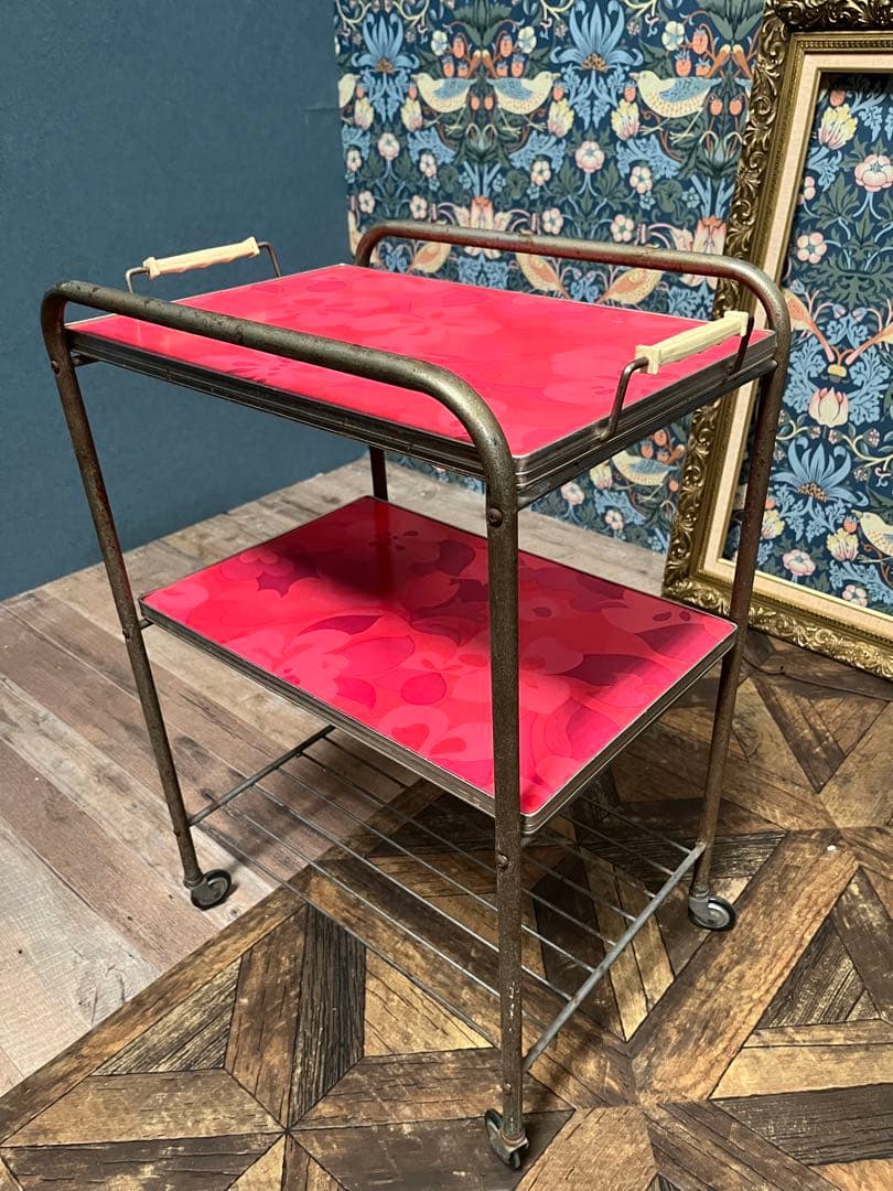 キッチンワゴン 昭和レトロ レトロポップ 当時物 インテリア 花柄