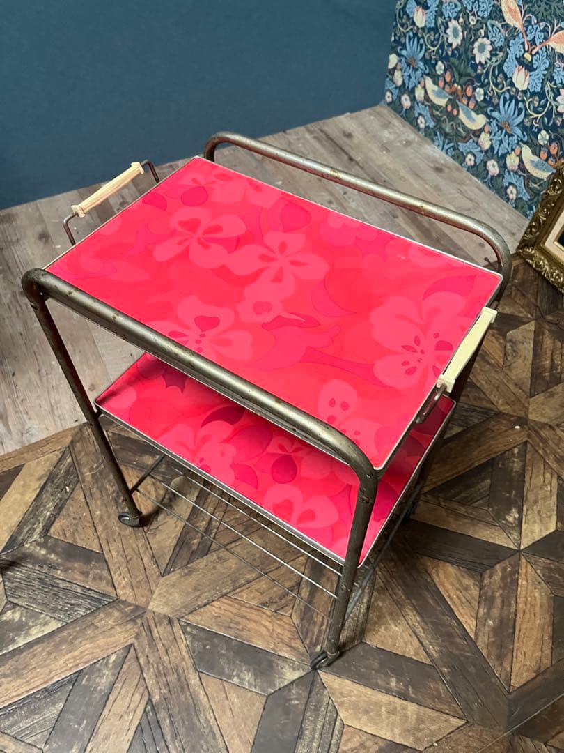 キッチンワゴン 昭和レトロ レトロポップ 当時物 インテリア 花柄