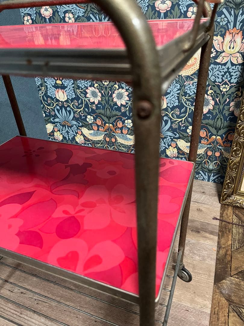 キッチンワゴン 昭和レトロ レトロポップ 当時物 インテリア 花柄