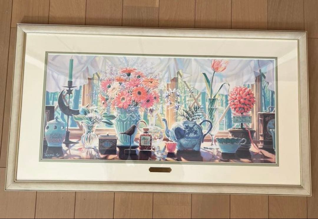 笹倉鉄平「窓辺」フレーム付き　プリント　ポスター　インテリア　笹倉鉄平