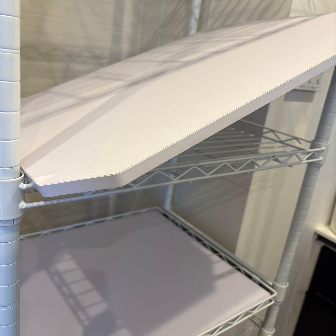 コンセント付きレンジ台キッチンラックホワイト 4段 スチール