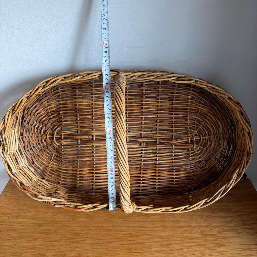 ウィッカー製オーバルバスケット