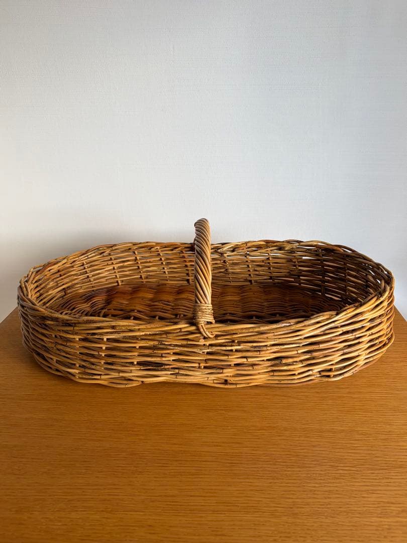 ウィッカー製オーバルバスケット