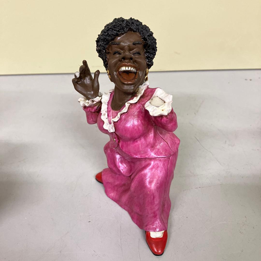 E-4 黒人ジャズバンド フィギュア 6体セット 楽器付き 置物 陽気な音楽隊