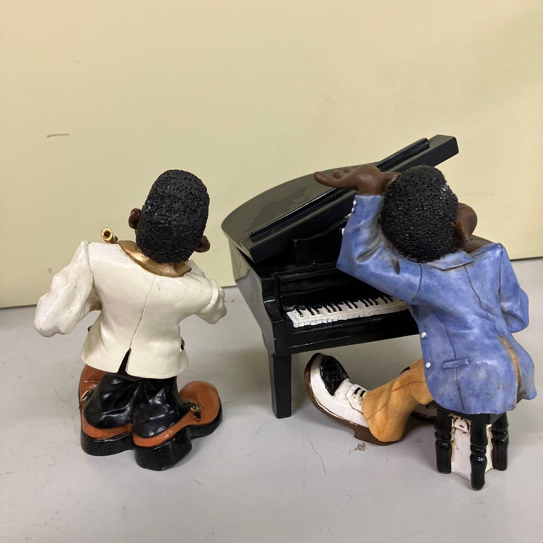 E-4 黒人ジャズバンド フィギュア 6体セット 楽器付き 置物 陽気な音楽隊