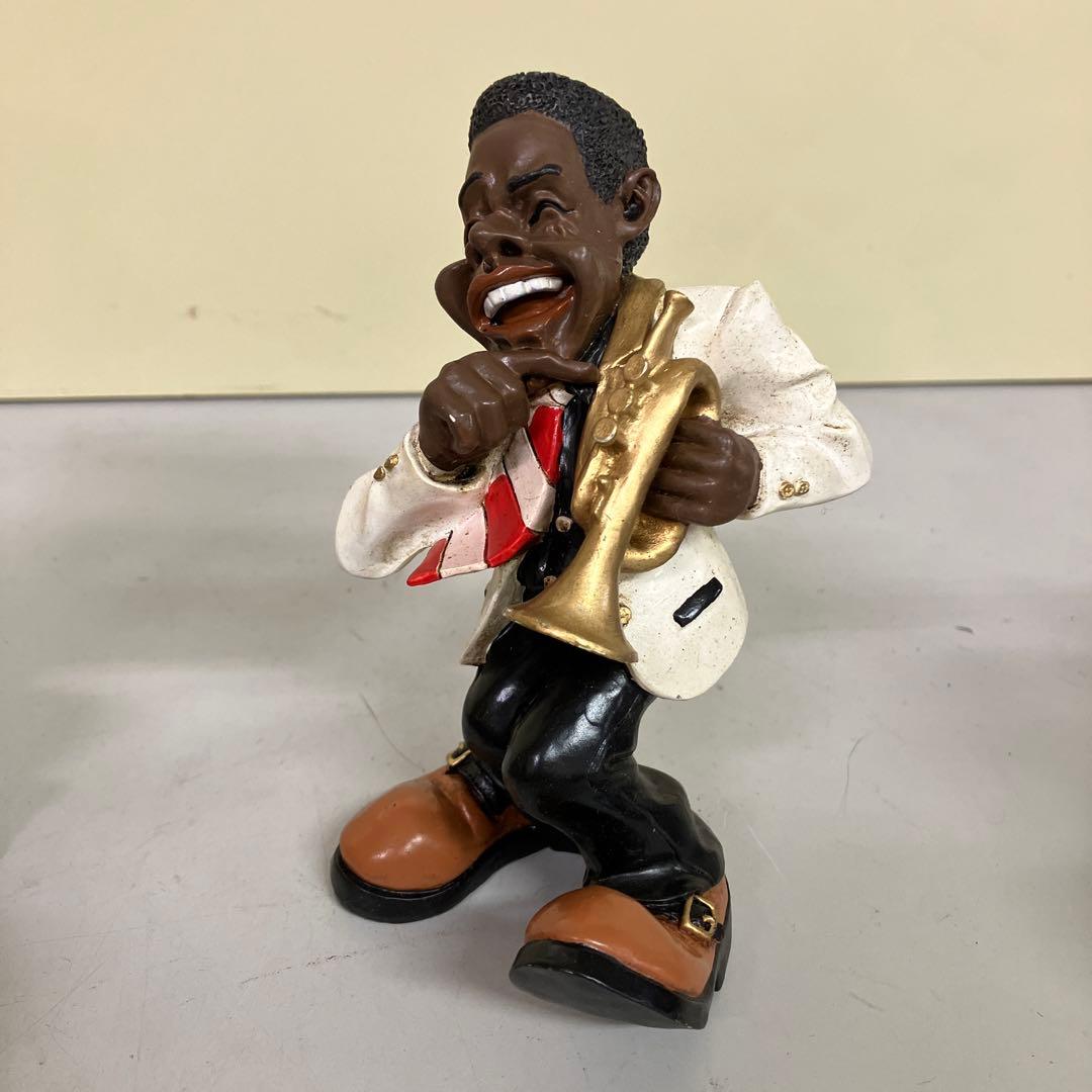 E-4 黒人ジャズバンド フィギュア 6体セット 楽器付き 置物 陽気な音楽隊